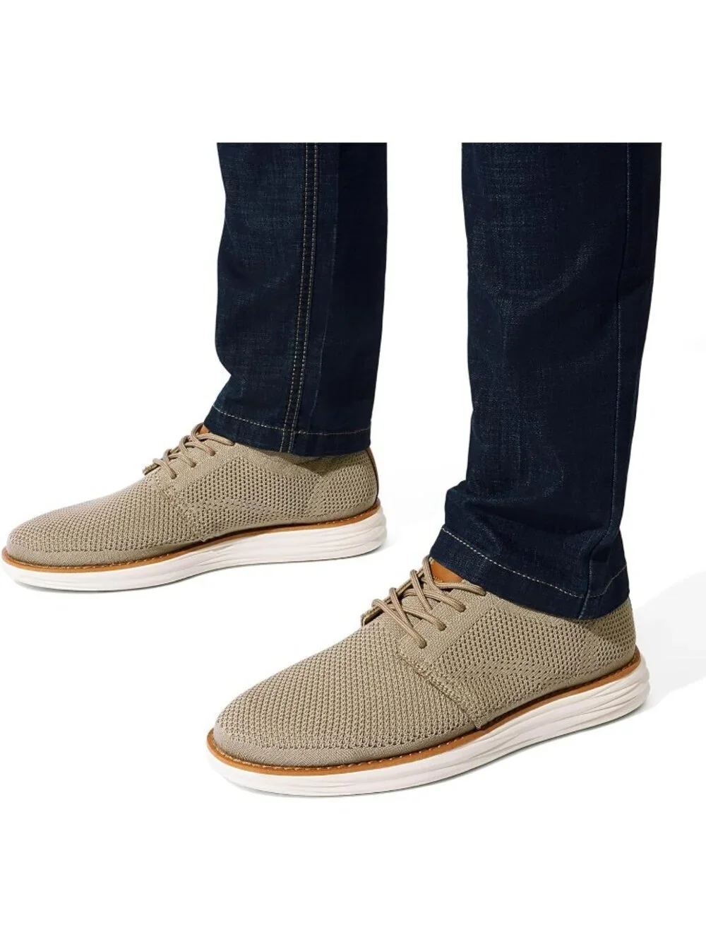 Bruno Marc Men's Khaki Ethylene Vinyl Acetate Lace up Lightweight Sneakers